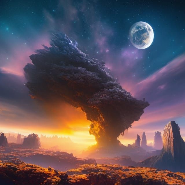 Vaporwave Demon Destroys Universe in Hyperrealistic Style