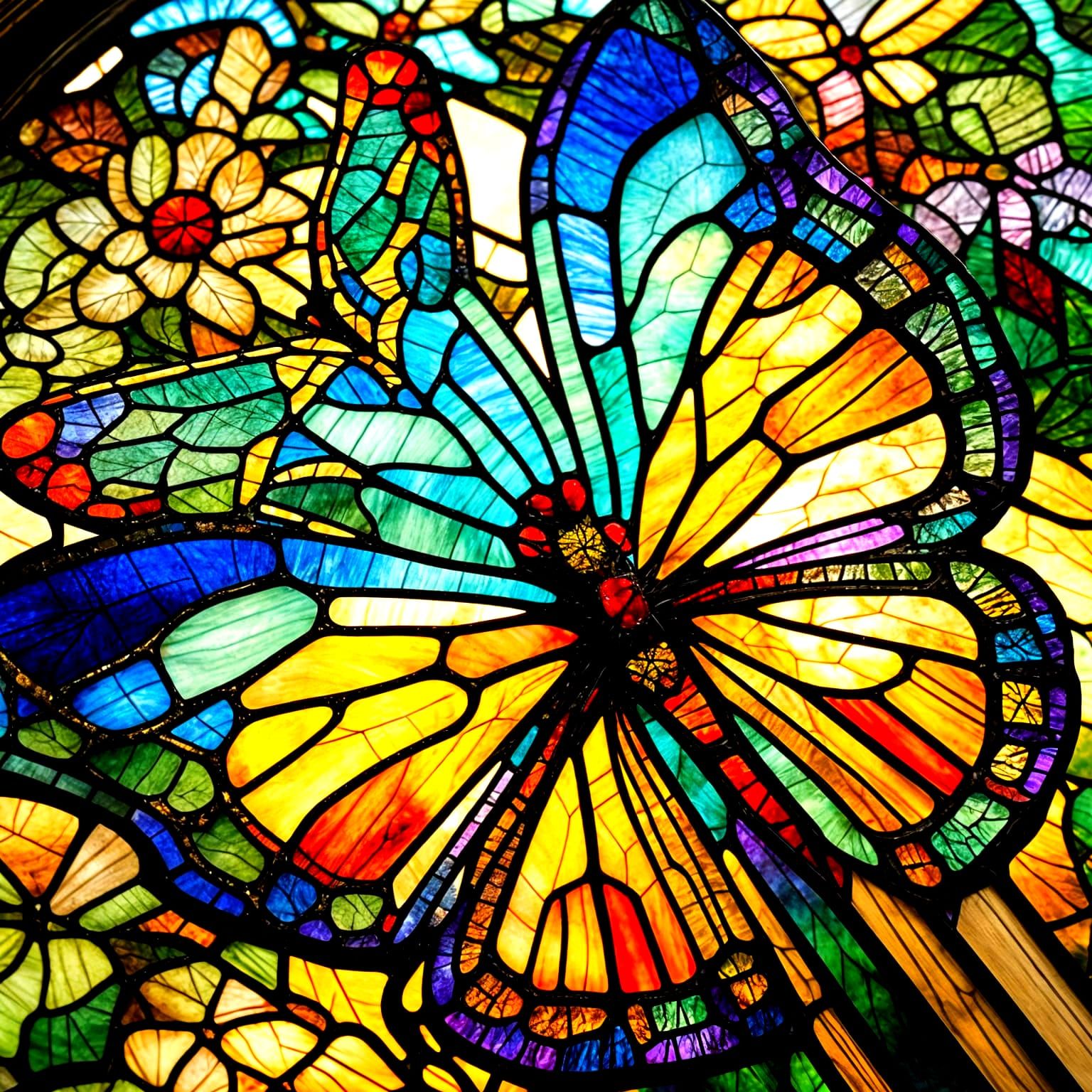 Colorful Stained Glass Butterfly Art