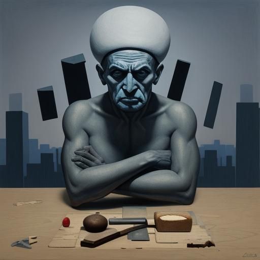 Cubist Social Commentary with Steering Wheel