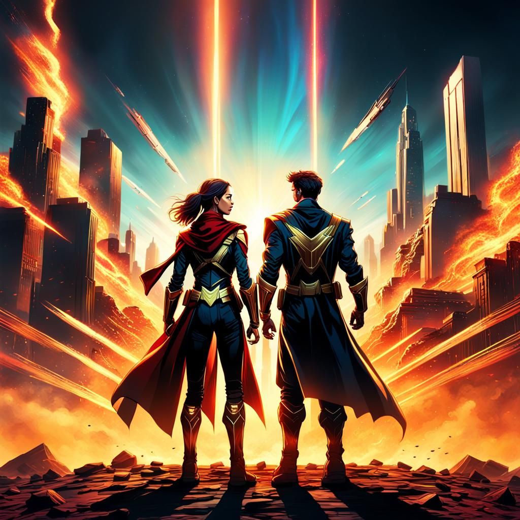 Cinematic Album Cover: Heroes United Against Evil