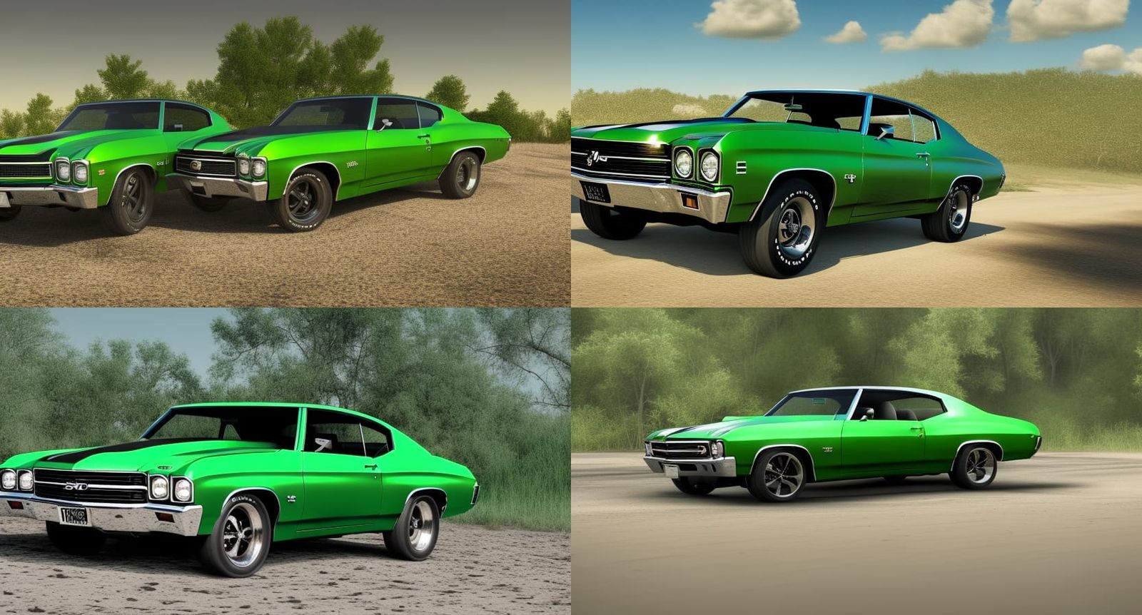Green 1970 Chevy Chevelle Digital Illustration