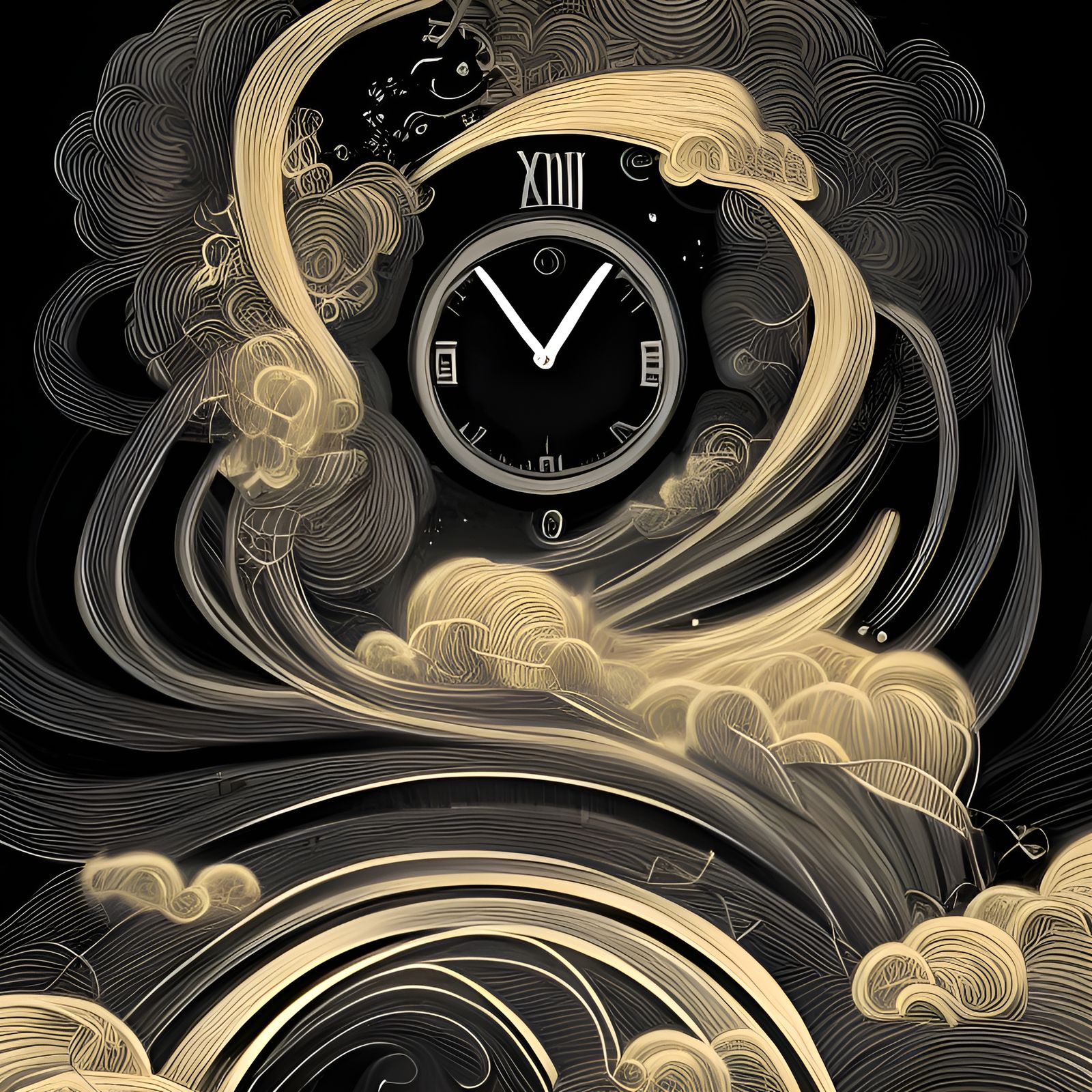 Stormy Clock at a Quarter to Nine