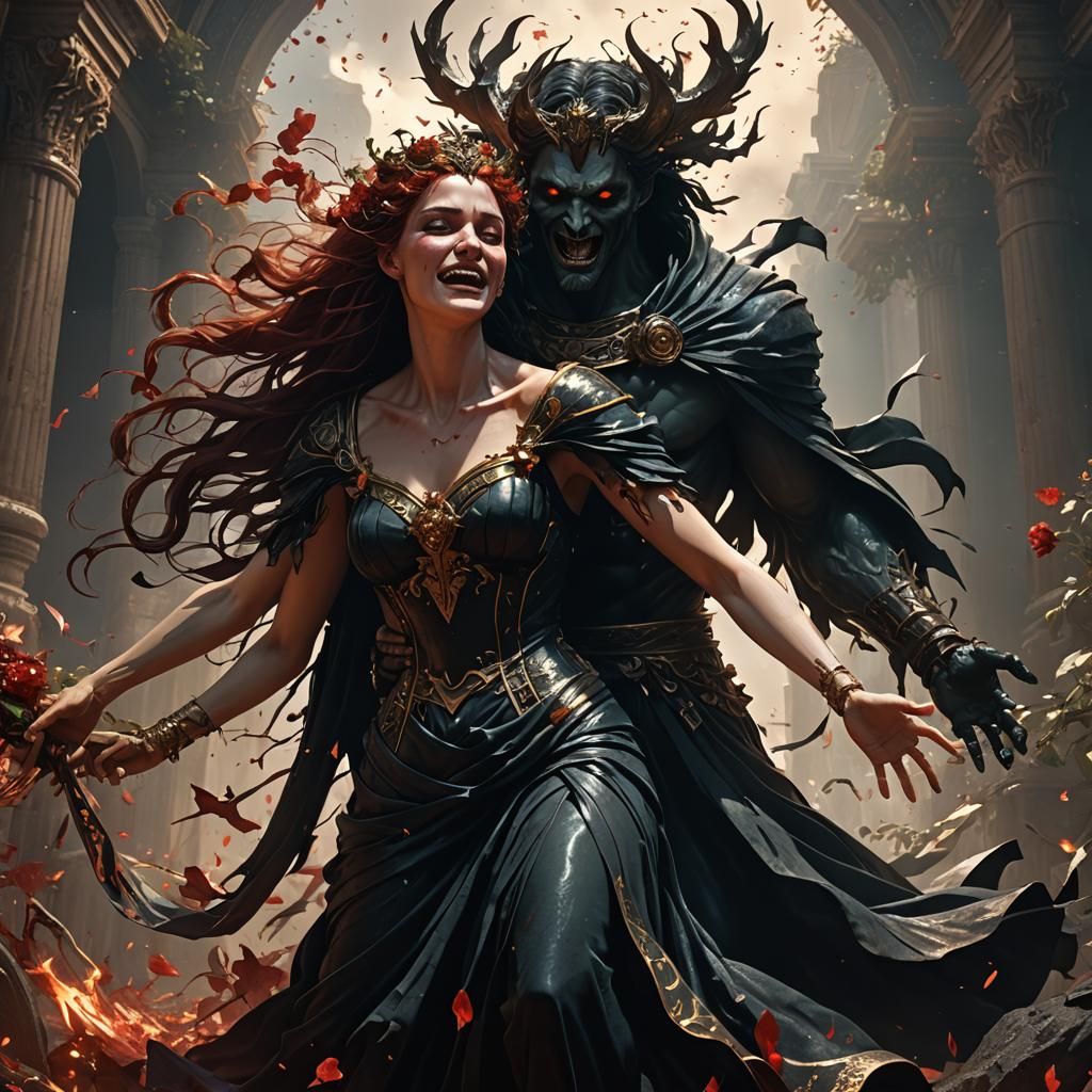 Hades Abducts Persephone: Dark Fantasy Art
