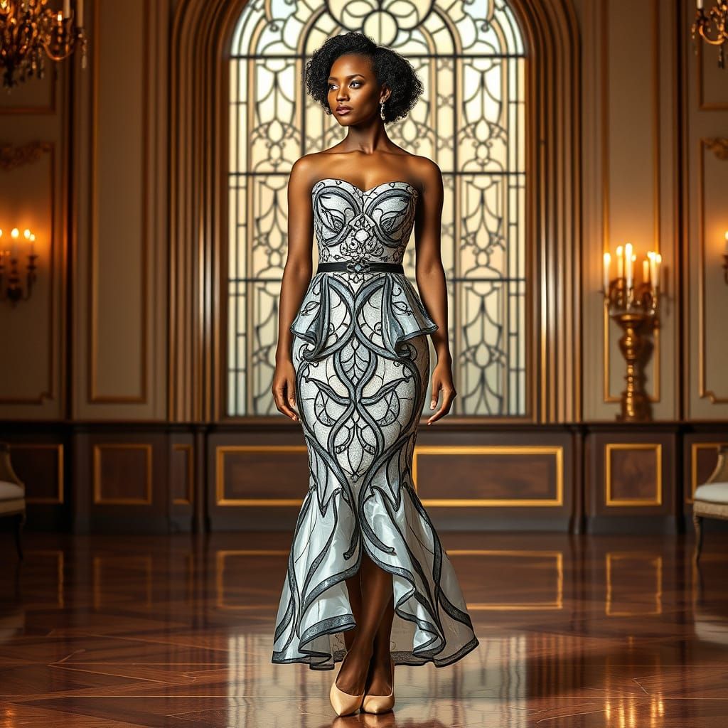 Woman in Art Deco Crystal Geode Dress