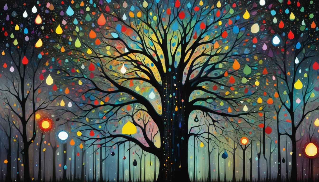 Abstract Kaleidoscope of Colorful Raindrops