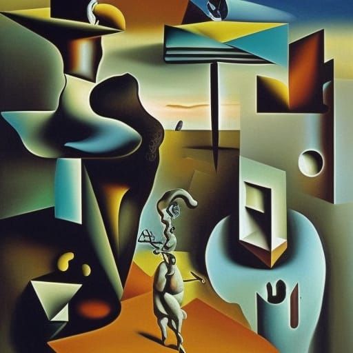 Surreal Paper Heroes in Dali-esque Oil Painting