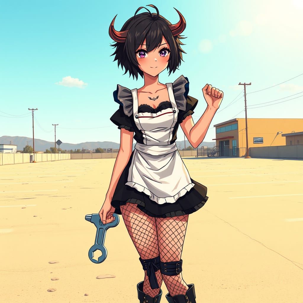 Rebellious Emo Girl in Anime Style