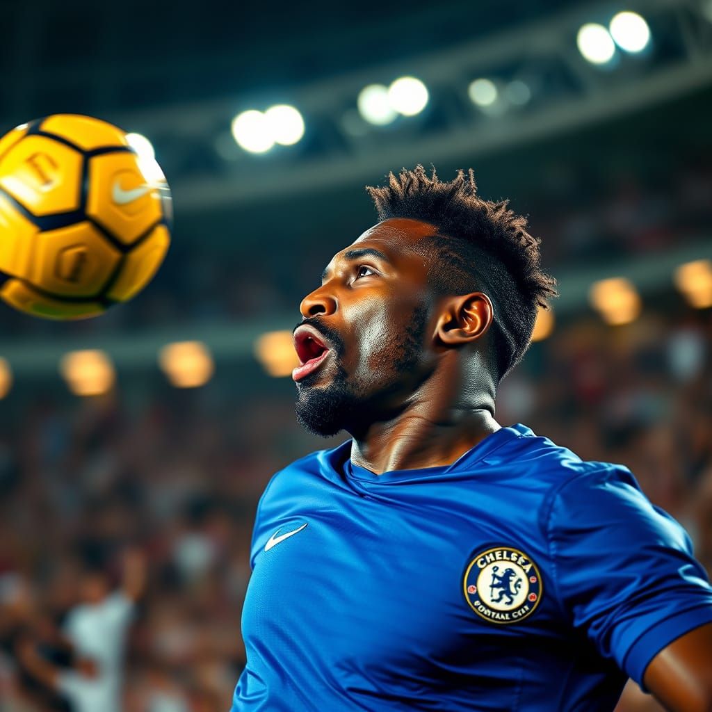 Drogba's Champions League Header: A Cinematic 8K Portrait