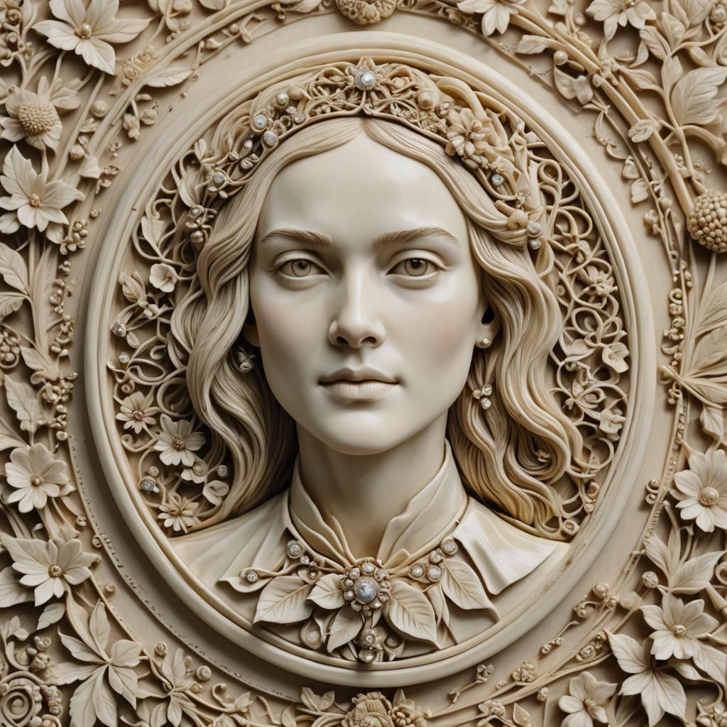Ivory Broach Carving of Kiera Knightley