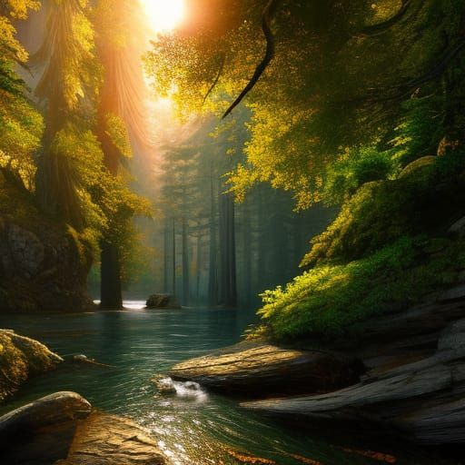 Mystical Appalachian Forest Trail in Detailed Fantasy Art