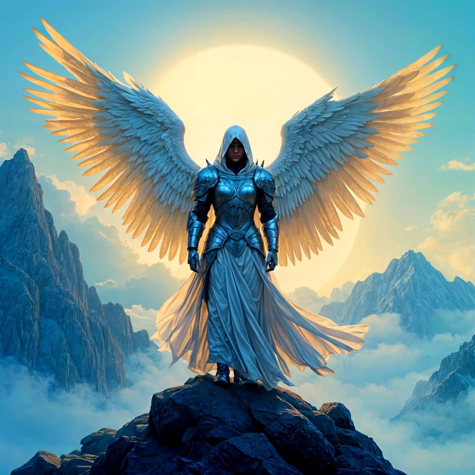 Ethereal Crusader Angel in Flight