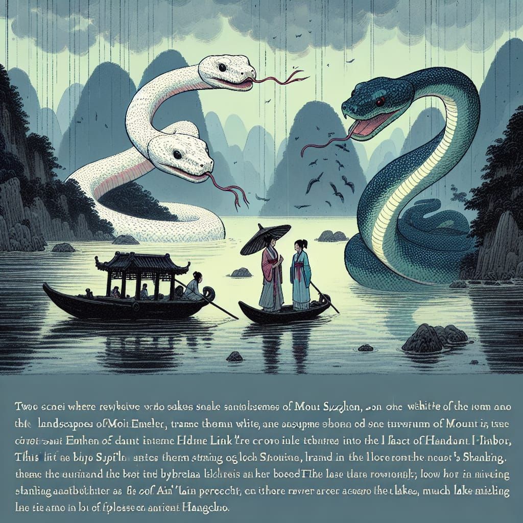 Snake Spirits Transform into Women at West Lake