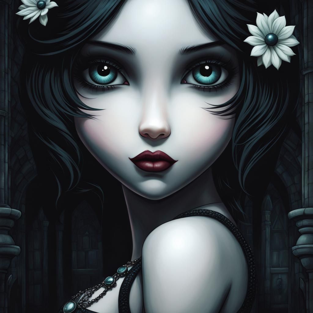 Chibi Goth Punk Girl in Gothic Castle