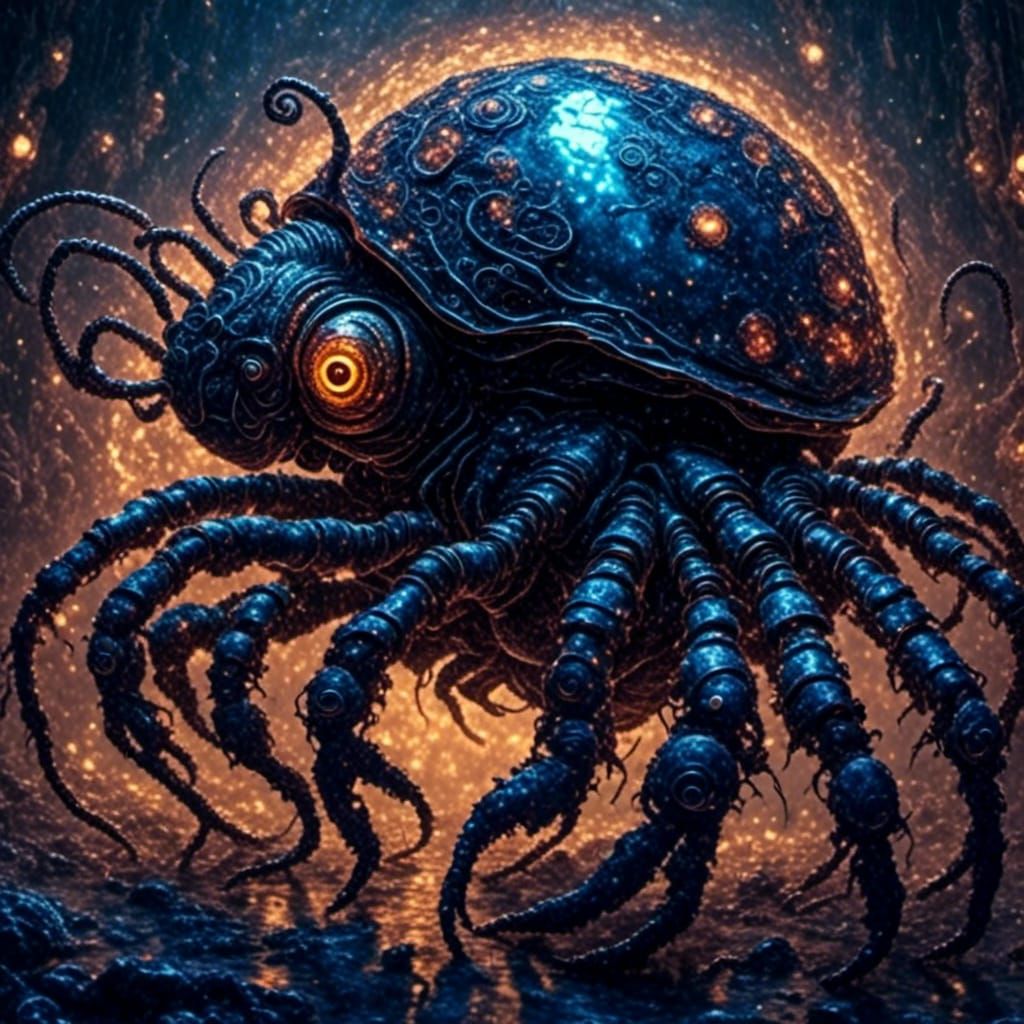 Giant Cyborg Hermit Crab in Sci-Fi Setting