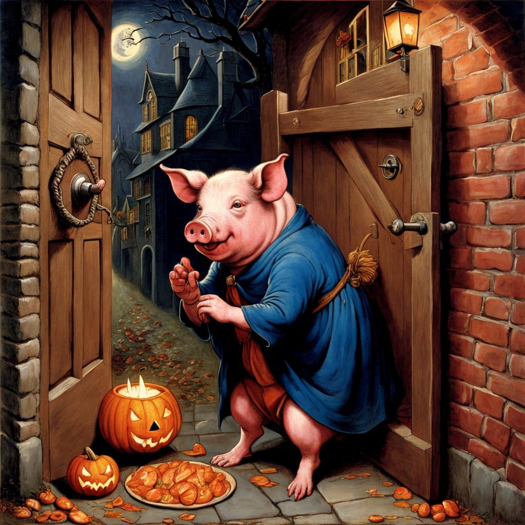 Twisted Halloween Scene: Piggy or Porky Intruder