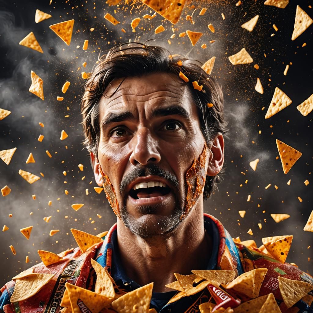 Doritos Bag Explosion in a Dramatic Close-up