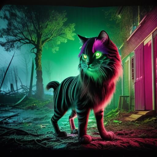 Post-Apocalyptic Mutant with Cat, Analog Film Photo