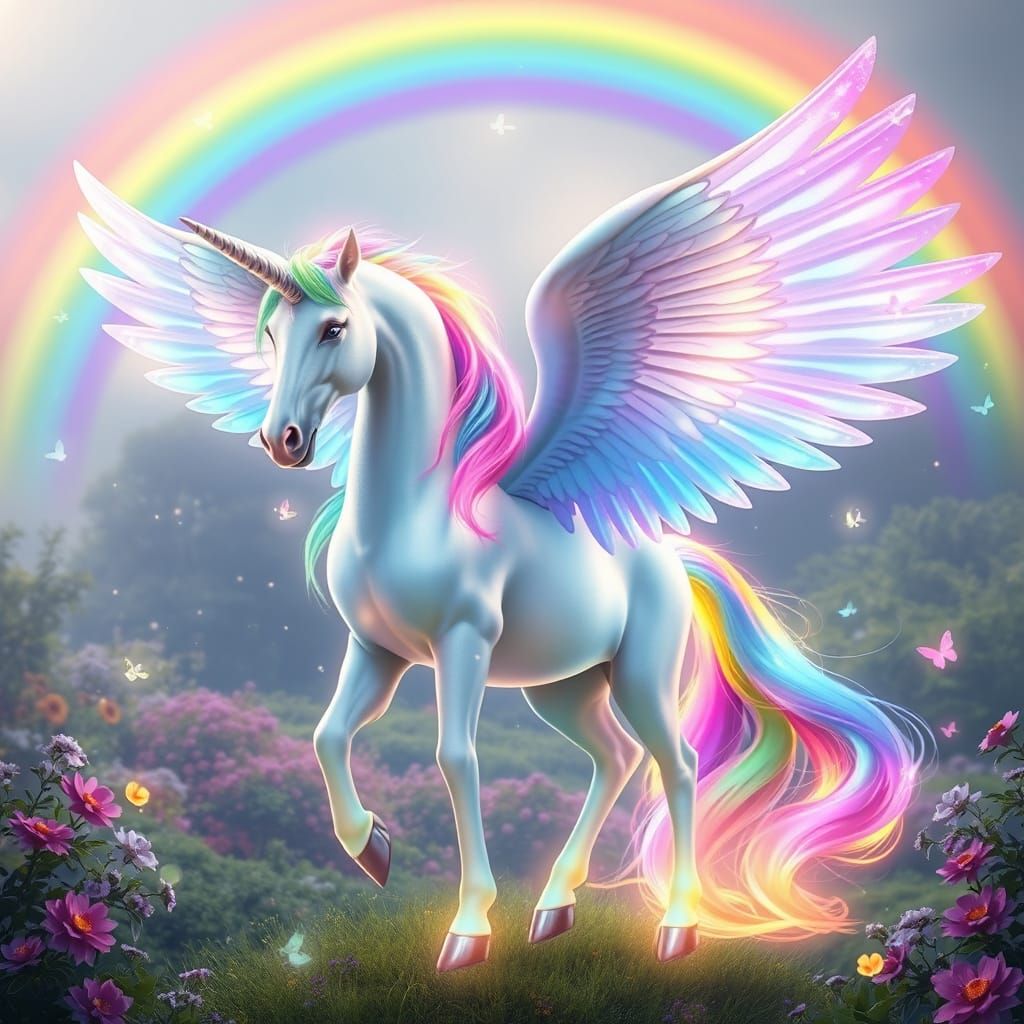 Radiant Rainbow Alicorn in Celestial Garden