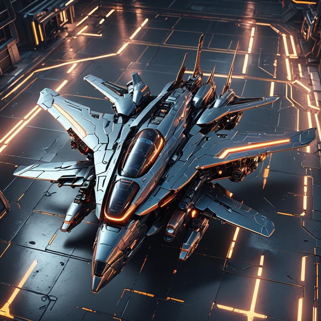 Futuristic Metallic NITE WING PLANE with Neon Lights