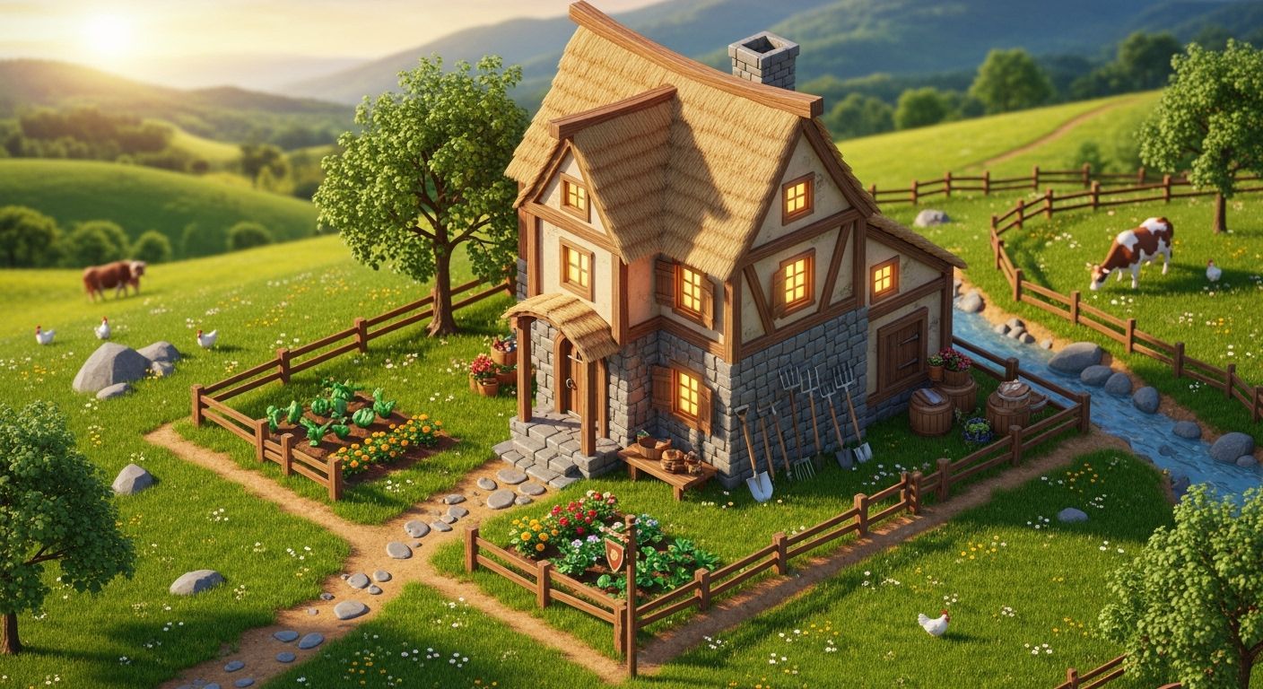 Isometric Farmhouse Scene from RPG Game in Unreal Engine