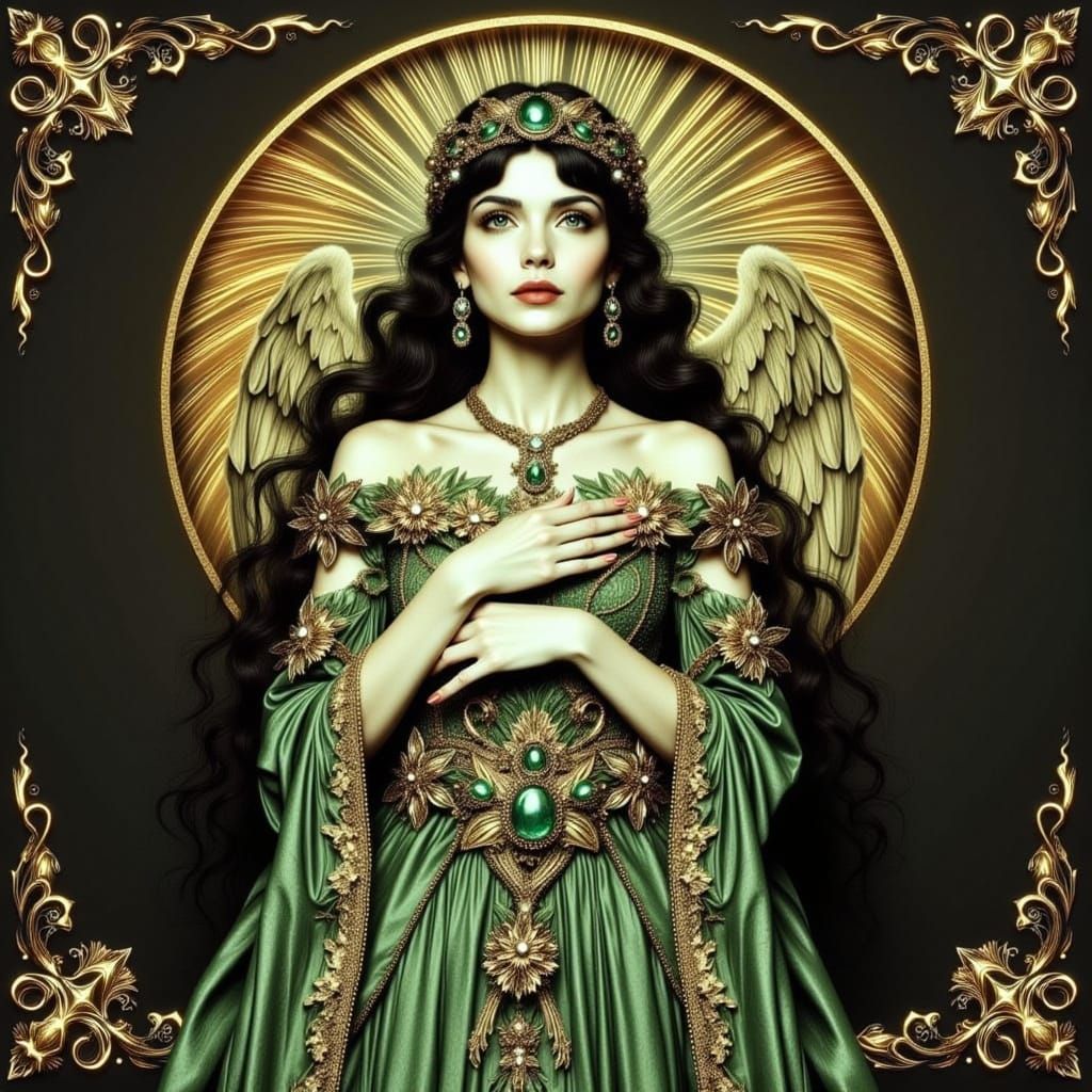 Surreal Angelic Portrait in Don Macana Style with Magical Wa...