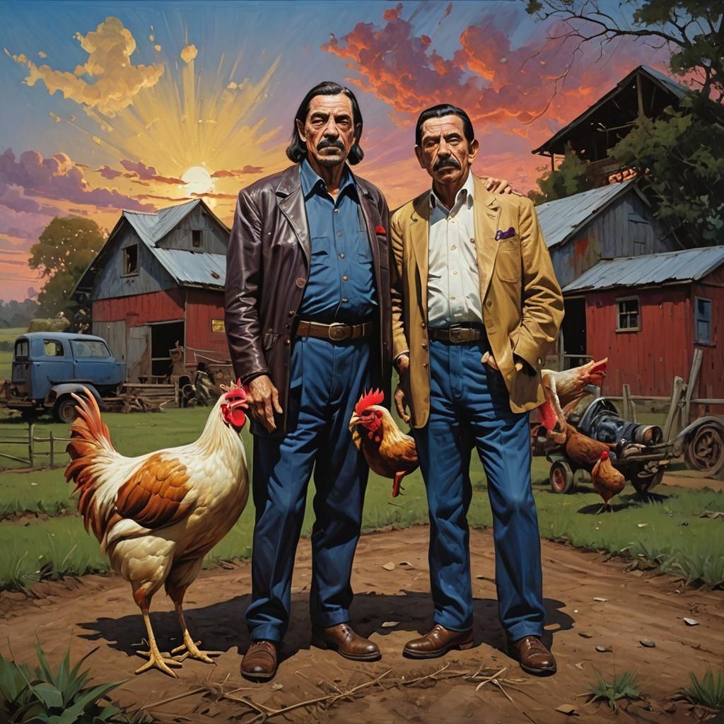 Chicken-Human Hybrid and Companion on the Farm