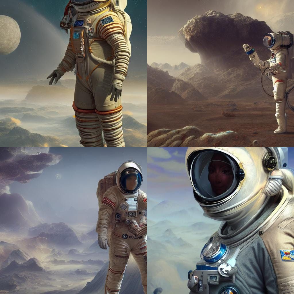 Astronaut Woman on Venus: Detailed Matte Painting