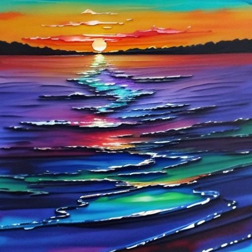 Vibrant Summer Sunset Sky in Alcohol Ink