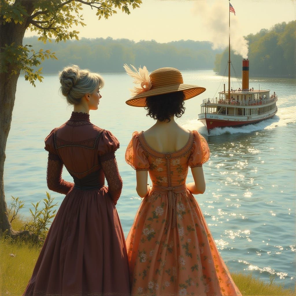 Elegant Women on the Potomac River in 1904