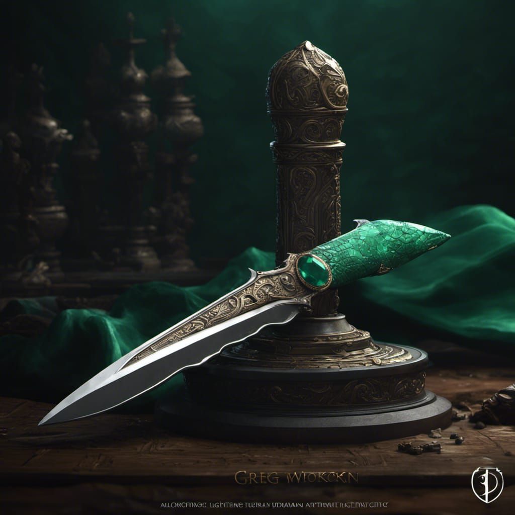 Ebony Serpent Dagger with Wave-Blade, Dark Fantasy Art