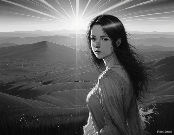 Nostalgic Midnight Sun Illustration in Watercolor Style