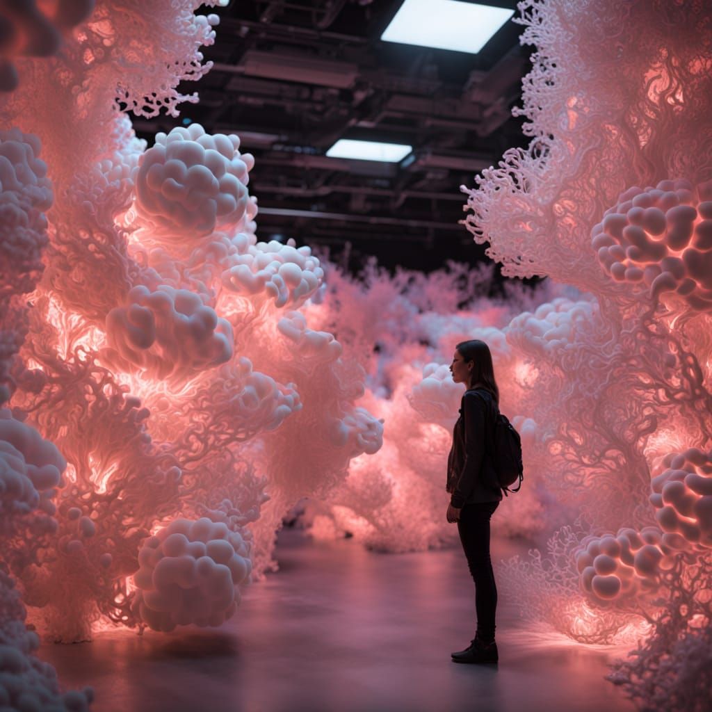 Bioluminescent Bio-Data Organism in Refik Anadol Style