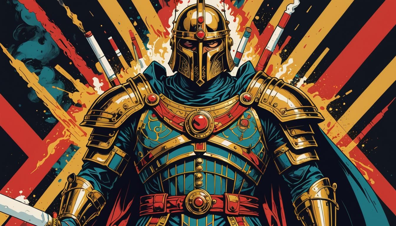 Warrior with Cigarette in Pop Art Style