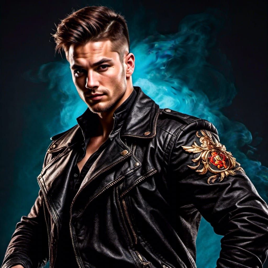 Handsome man in leather