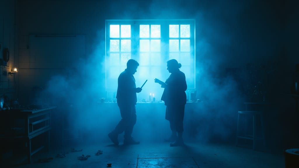 Serene Dreamlike Scene with Soft Blue Light and Concentrated...