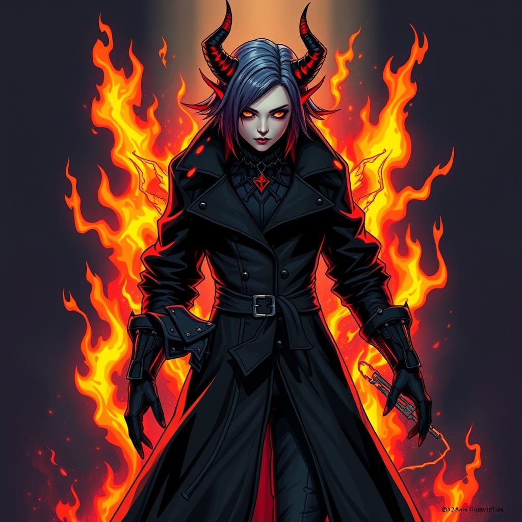 A noir detective, who is a tiefling.... on both sides of her family.