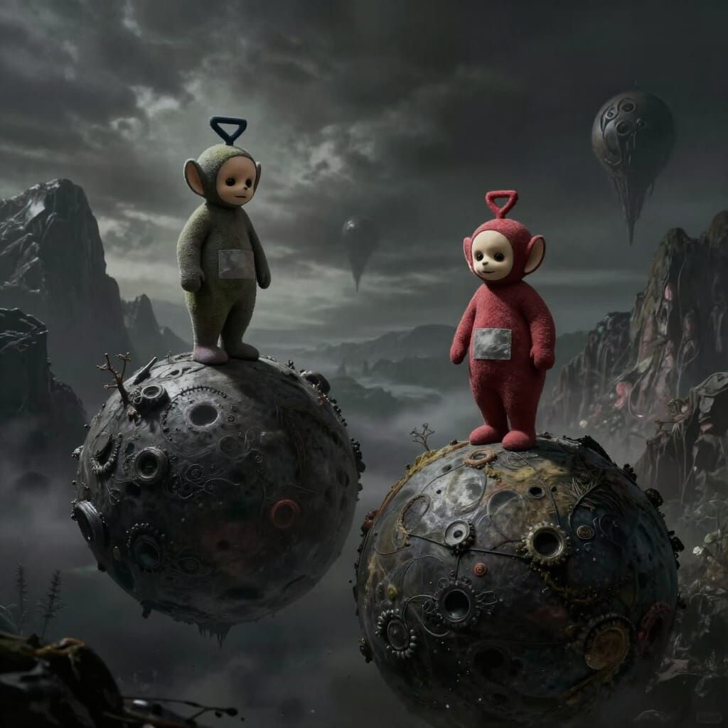 Teletubbies Journey Through Dark Mountain Spheres
