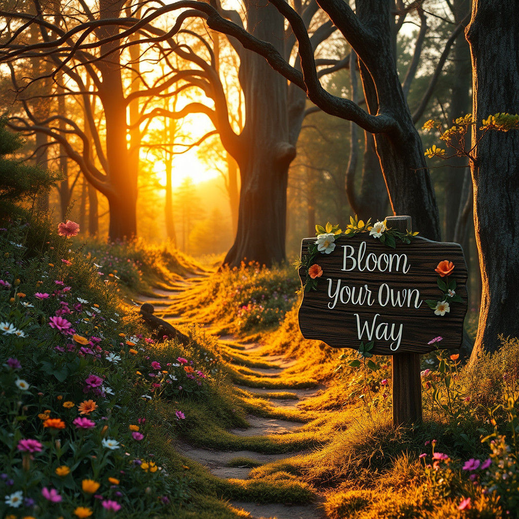 Enchanted Forest Path to Sunset in Dreamy Style
