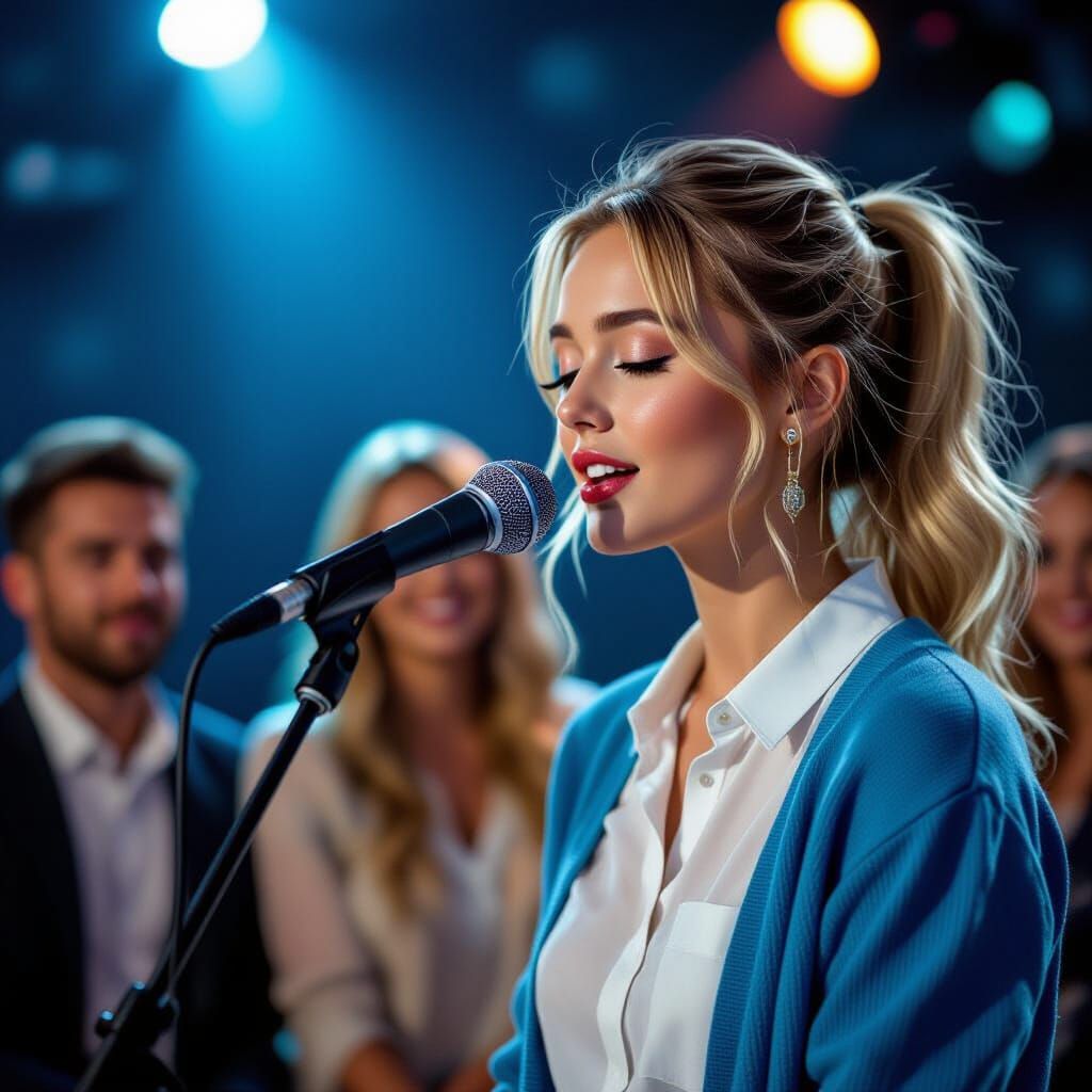 Young Woman Sings Emotionally at Talent Show