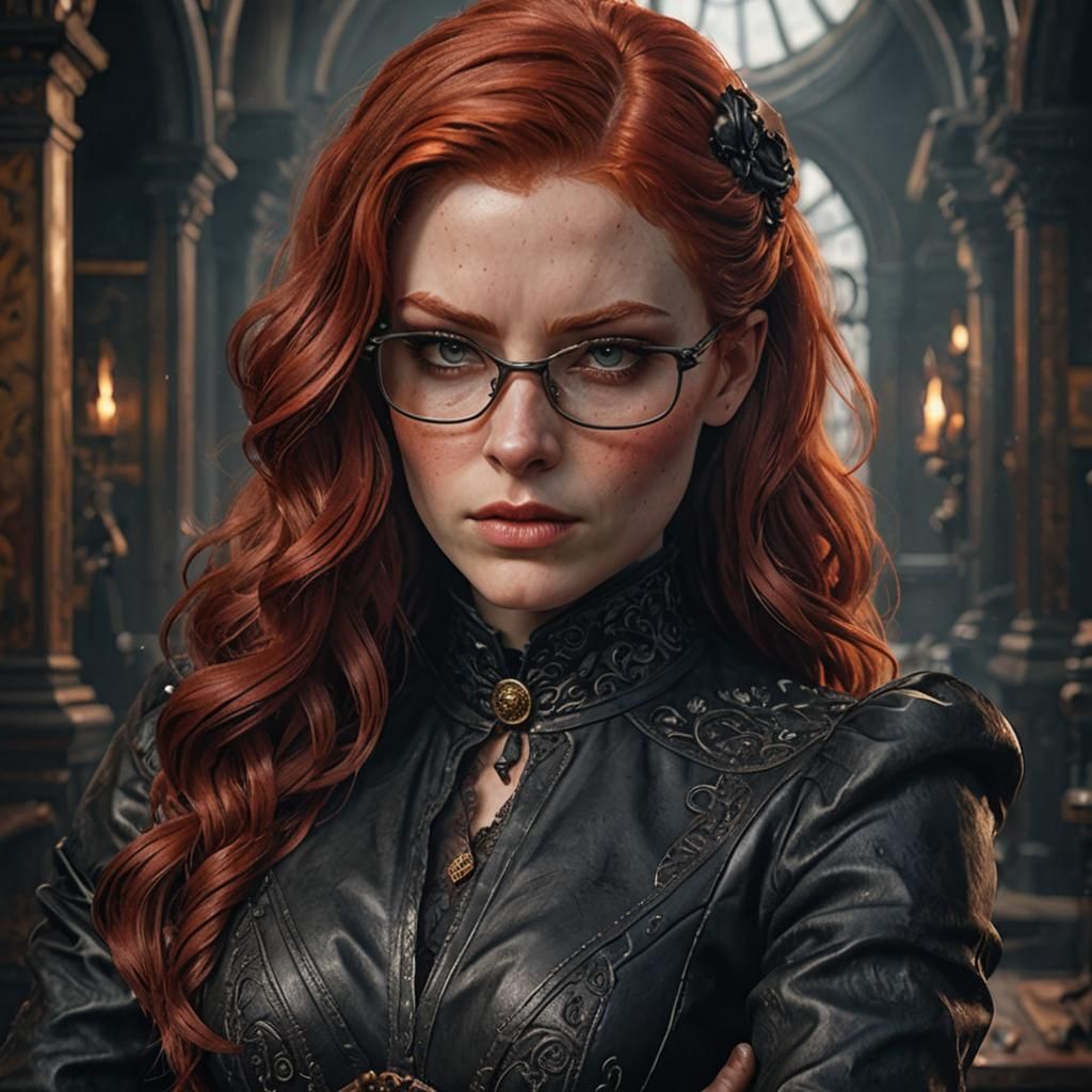 Red-Haired Girl in Victorian Dress: Fantasy Art