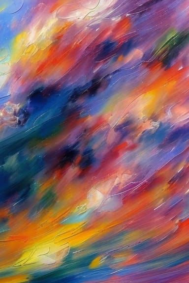 Colorful Cloud Swirls in Expressionist Oil Painting