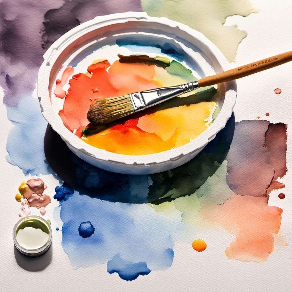 Unfinished Watercolor Painting in Gouache Style