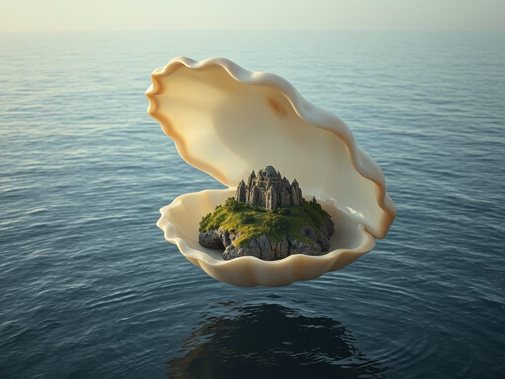 Ethereal Fantasy Island Inside Floating Shell