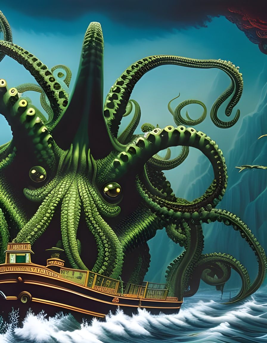 Cthulhu attacking a boat