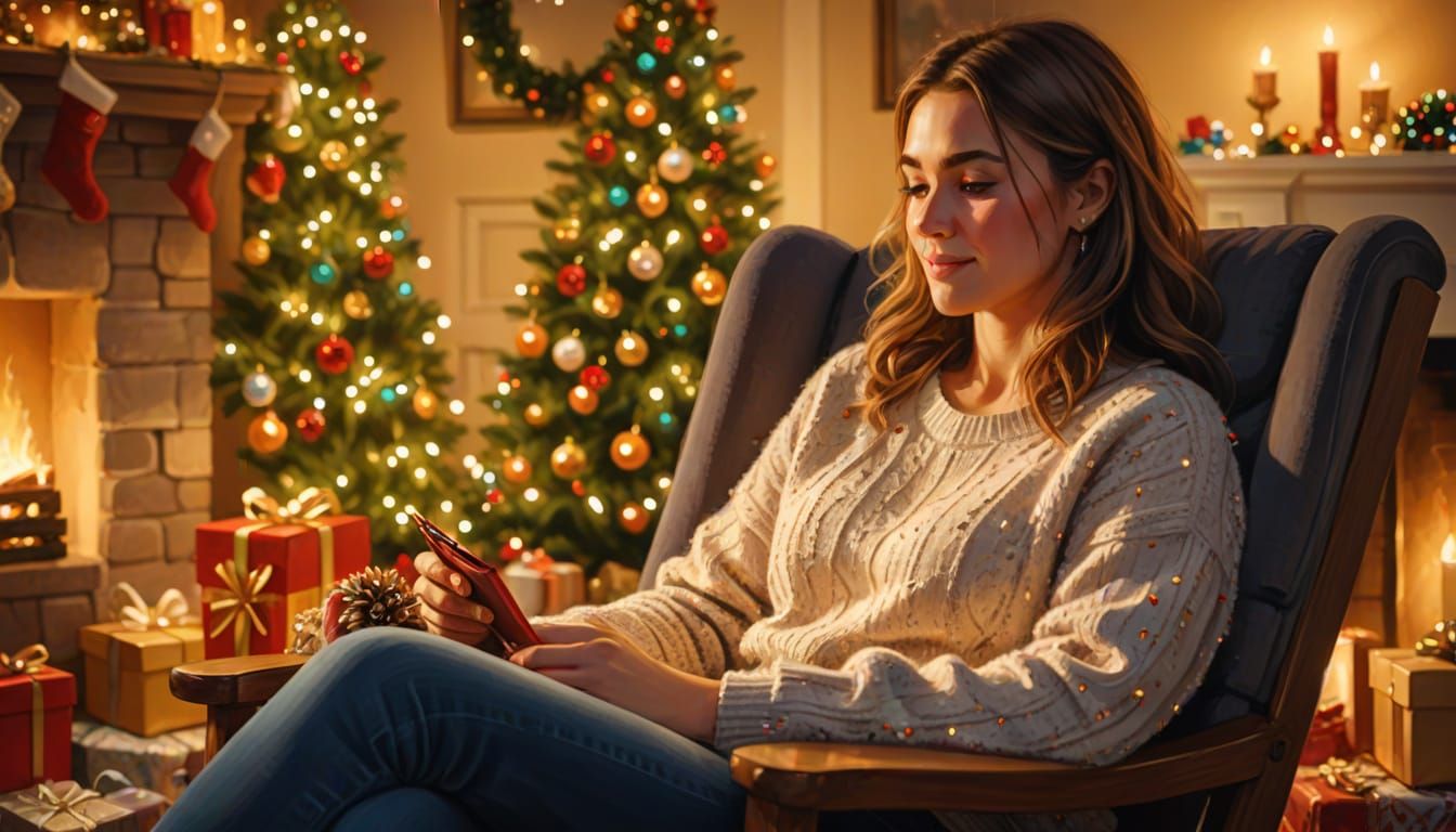 Cozy Christmas Scene in Digital Painting Style