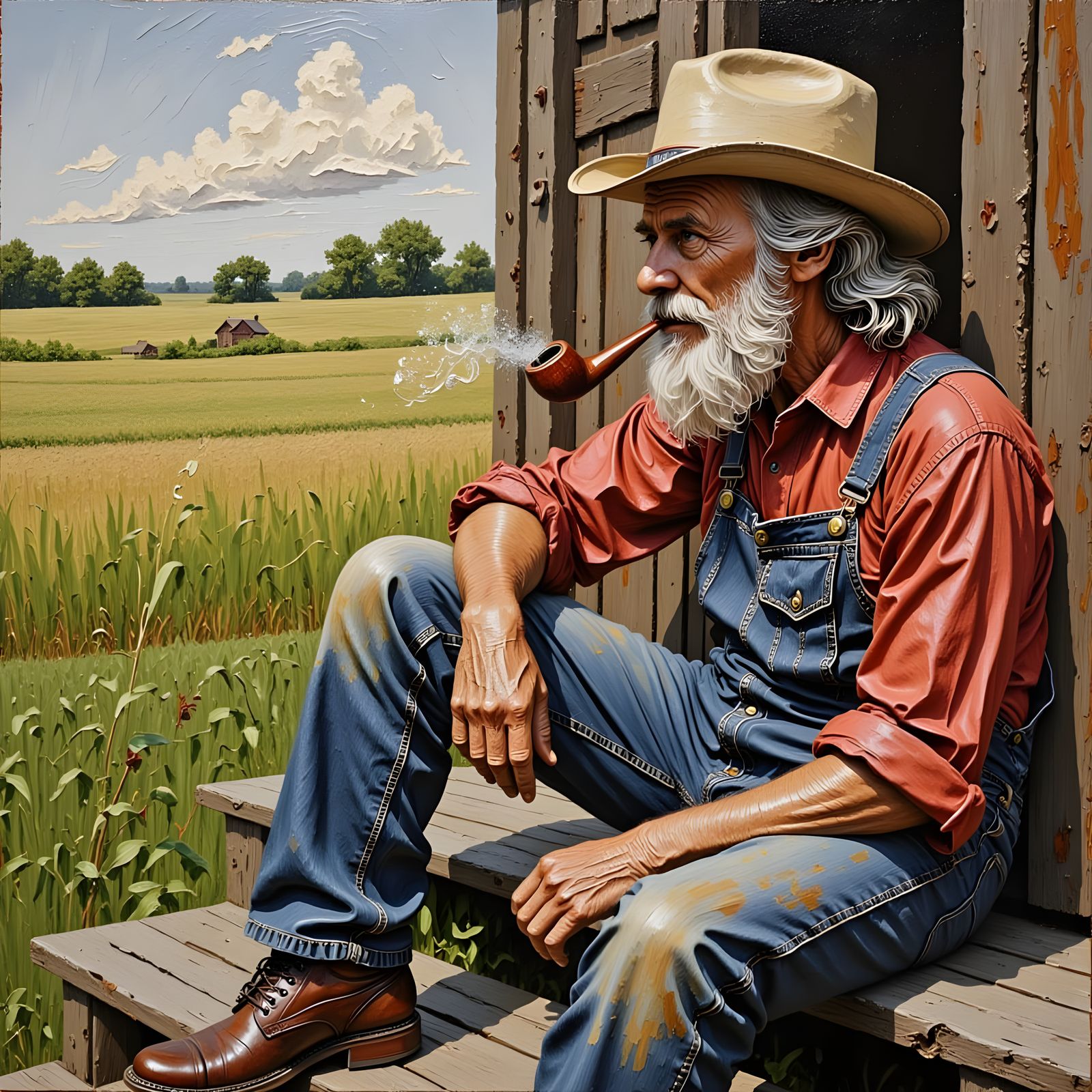 Rustic Farmhand in Earthy Impasto