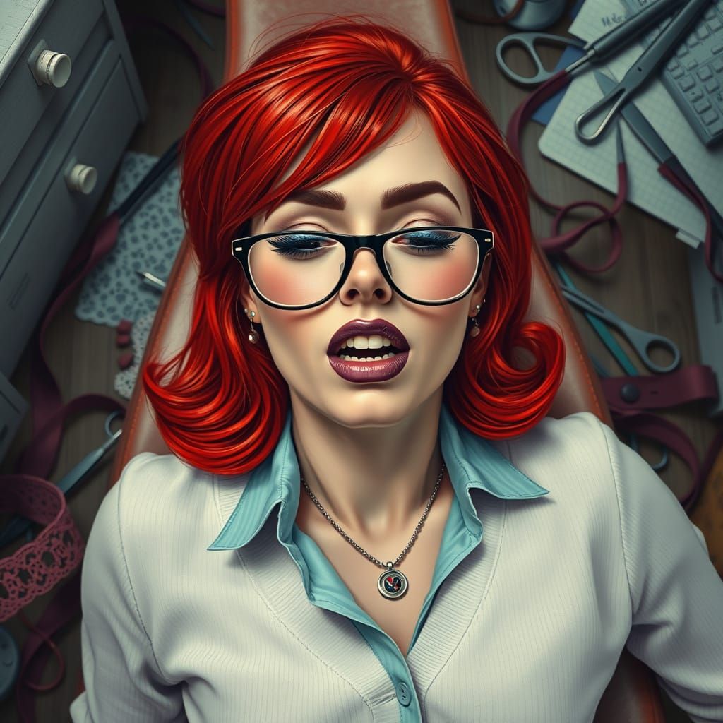 Surreal Office Scene in Street Art Style