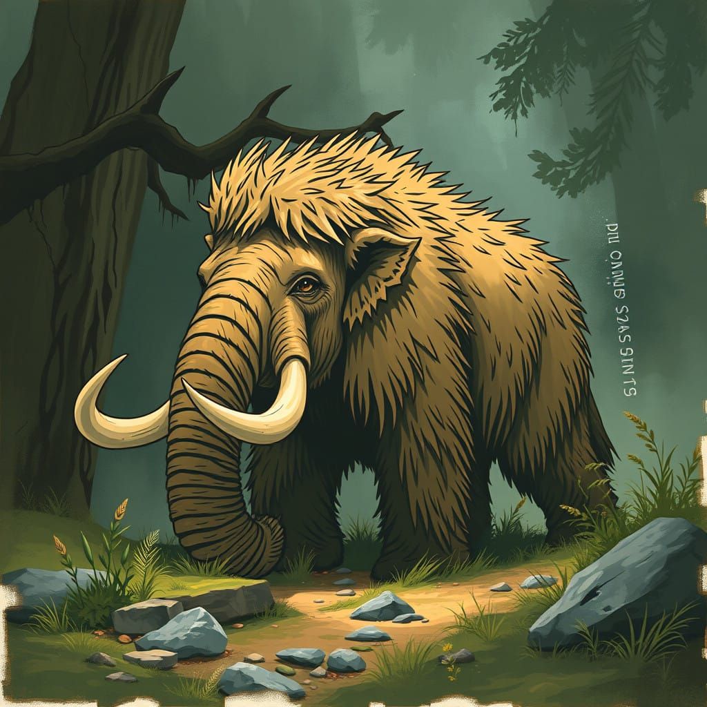 Ice Age Mammoth Roams the Frozen Tundra