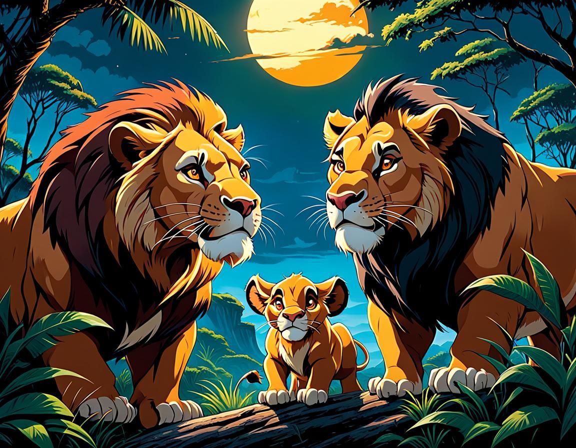 Mufasa, Simba and Scar, from the film The Lion King