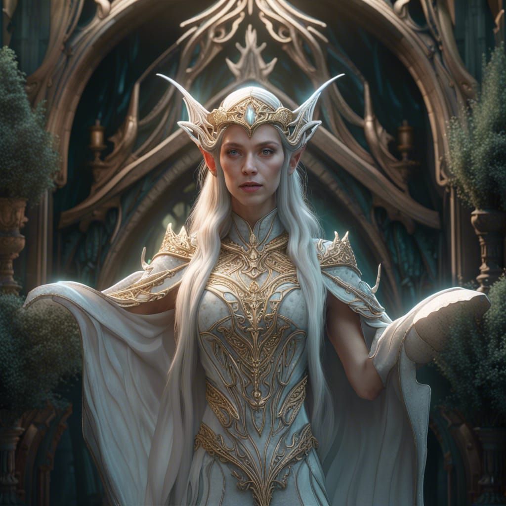 Galadriel, Beautiful Elf Queen in Detailed Matte Painting